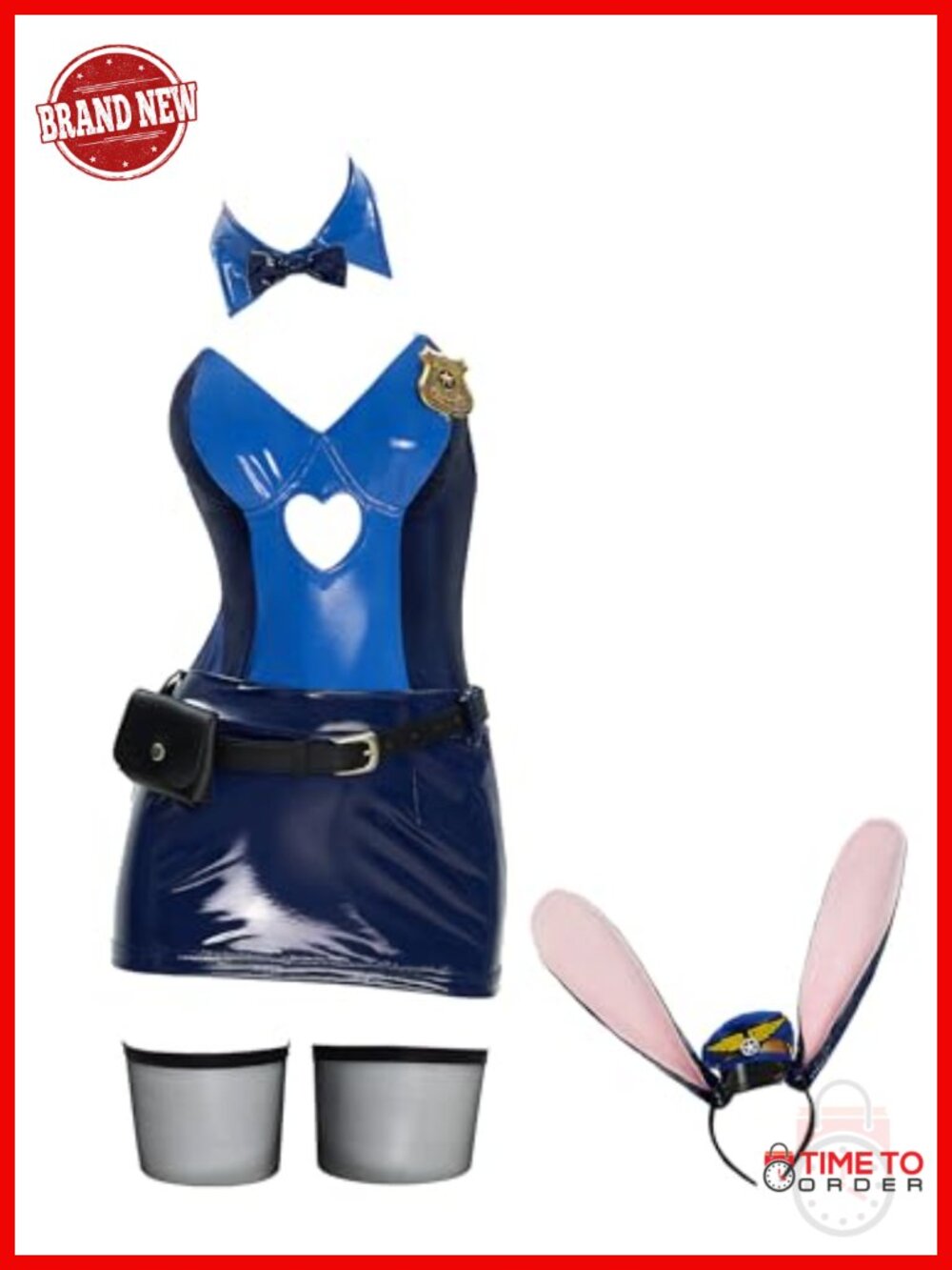 Women's Sexy Bunny Costume Bodycon Romper Skirt Set with Headband